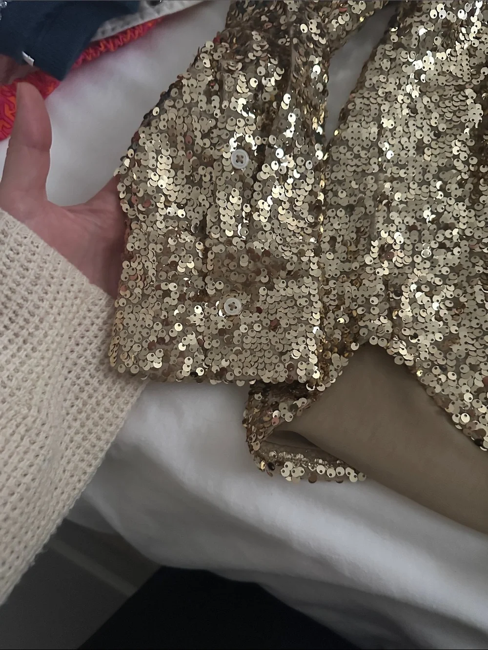 J. Crew Gold Sequin Button-Down Shirt